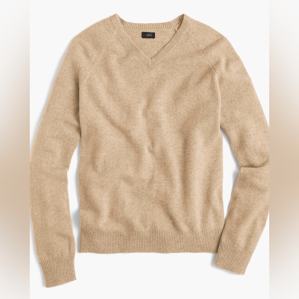 J. Crew V-Neck Sweater in Sandstone Beige